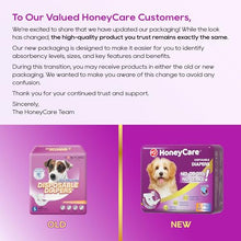 Load image into Gallery viewer, HONEY CARE All-Absorb Disposable Female Dog Diapers Small Size, Improved, 40 Count, Super Absorbent, Breathable, Wetness Indicator (Pack of 1, 40 Count Total)