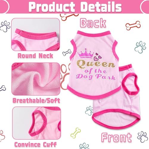 4 Pieces Dog Clothes for Small Dogs Girl Boy Summer Puppy Clothes for Chihuahua Yorkie Soft Cute Pattern Dog Shirt Spring Pet Cat Clothing Pink Rose Red Green XXS~M (Pink,Rose,Black,Grey, Medium)