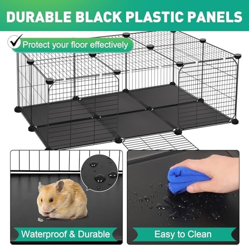 22 Panels Pet Playpen, Small Animal Playpen with Doors and Top, C&C Cage for Guinea Pigs, Rabbit, Bunny, Hedgehogs, Chinchillas, Rabbit Play Pen Indoor Outdoor, Metal Wire Yard Fence