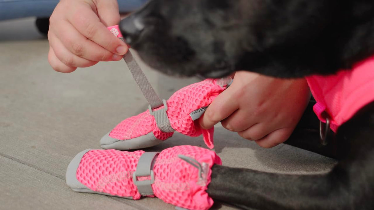 Canada Pooch Dog Boots for Hot Pavement - Dog Boots & Paw Protectors with Anti Slip Rubber | Water Friendly, Breathable Dog Shoes for Hot Days, Great for Dogs Neon Pink - Size 2
