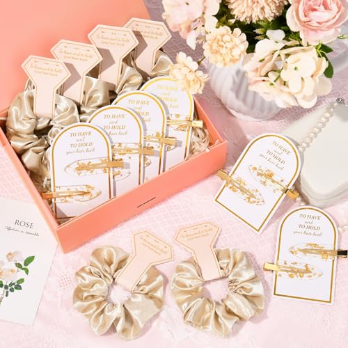 12 PCS Soft Silk Satin Hair Accessories - Scrunchies, Hair Clips for Bridal Shower Gifts, Wedding Favors for Women and Girls