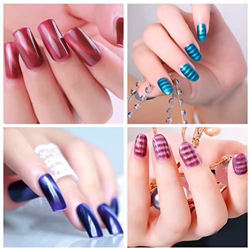 SILPECWEE 15Pcs Nail Magnet Set Cat Eye Gel Nail Polish Magnet Wand Magnetic Nail Polish Cat Eye Magnet for Nails Cat Eye Magnets Sticks Nail Design Tools Nail Art Accessories