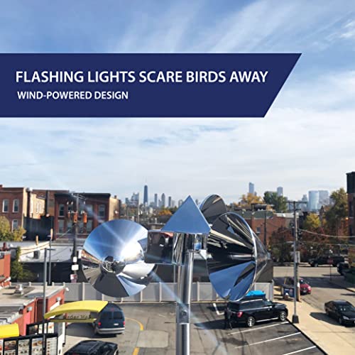 Bird-X Bird Deflector, Launches Multi-Sensory Attacks to Scare Birds Away, Ideal for Commercial and Residential Spaces, Easy to Install, 10" x 7" x 10"