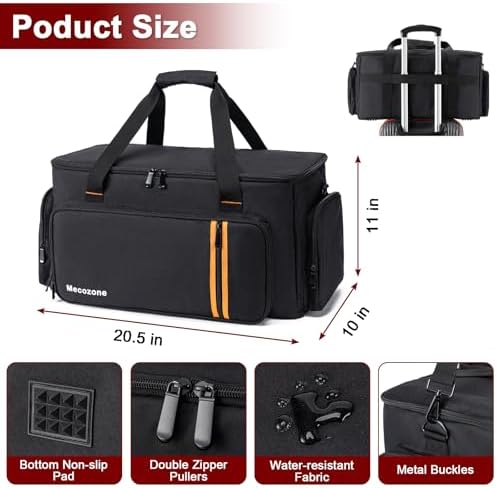 DJ Gig Bag with 8 Detachable Dividers, DJ Cables Bag with 15.6'' Laptop Sleeve, Large Capacity Travel Musicians Gig Bag for DJ Gear, Music Equipment&Accessories, Black