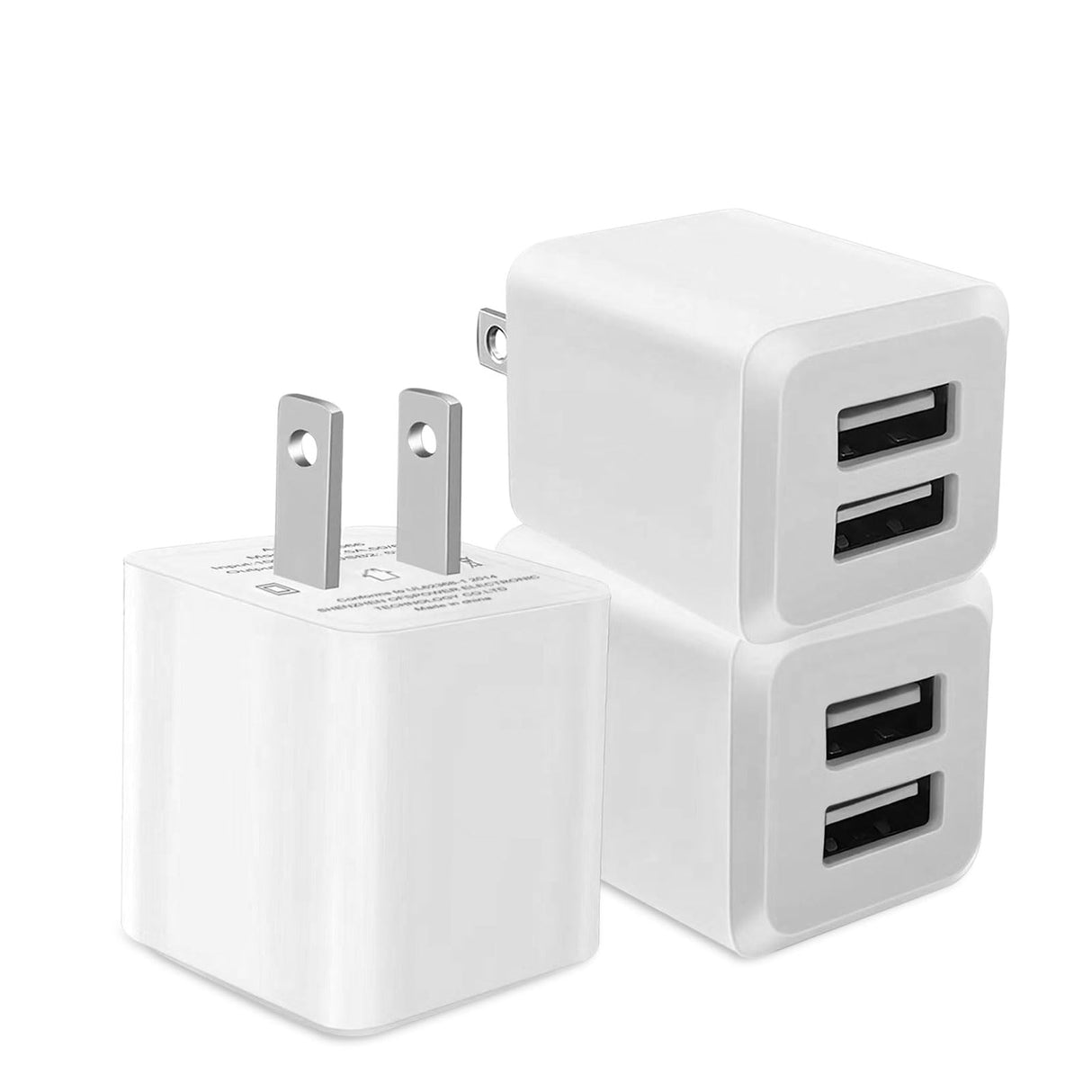 USB Wall Charger, Dual Port Cube Power Adapter Charger Plug Block Charging Box, Dual Port Wall Charging Adapter, Compatible for i Phone 14 13 12 11,Milky White (3-Pack)