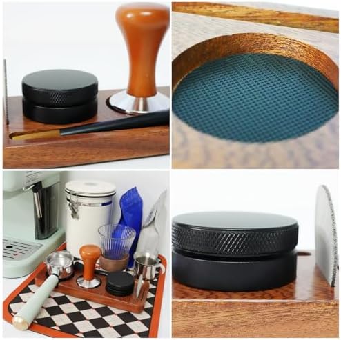 Espresso Machine Accessories,5pcs Espresso Tamper Kit,54mm Coffee Tamper Fits Breville Espresso Machine Portafilters Tools Set,Sapele Wood Tamping Station with Tamper,Leveler,Brush and Puck Screen