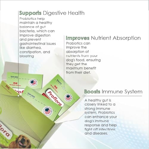 Proflora Probiotics for Dogs-Complete Gut Health & Immune Support. Easy to Use Digestive Multi-Strain Probiotics. Easier Diet Transitions, Healthier Skin & Coat & Helps Treat Diarrhea. 30 Packets.