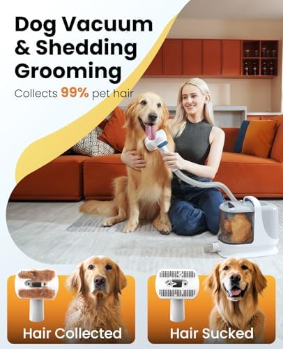 oneisall Dog Grooming Vacuum, 13000Pa Powerful Dog Hair Vacuum with Dog Clippers & Shedding Brush 7 Grooming Tools Dog Grooming Kit, 3L Dust Cup Pet Grooming Vacuum Quiet, 3 Suction Levels, BM3