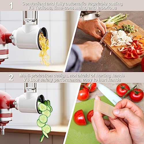 Slicer Shredder Attachment for Kitchenaid Stand Mixer, Cofun Shredder Accessories, Mixer Assecories for Kitchenaid Mixer, Cheese Grater Attachment for Kitchenaid with 3 Blades