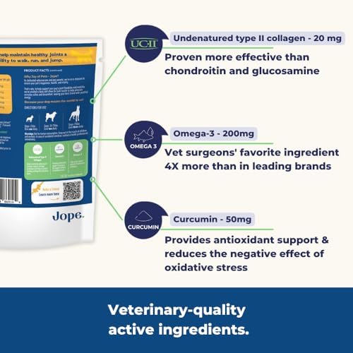 Jope Hip and Joint Dog Chews with UC-II® Collagen - More Effective Than Glucosamine - Veterinarian-Developed - Recommended for Small, Medium and Large Dogs - Cold-Pressed & Third-Party Tested