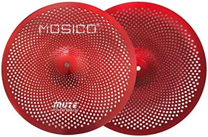 Low Volume Cymbal Mute Cymbal Pack Red 6 Pieces 10" Splash+14"hi-hat+16"crash+18"crash+20"ride FREE Cymbal Bag Silent Cymbals for Practice Drum Set