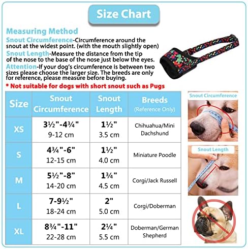 LUCKYPAW Dog Muzzle, Soft Muzzles for Small Medium Large Dogs, Breathable Mouth Cover to Stop Biting and Chewing with Pattern, Allows Panting and Drinking (L-(Snout 7"-9½"), Black Bone)