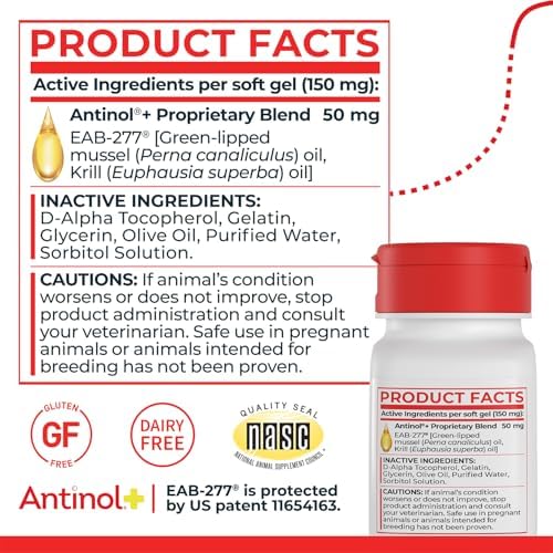 Plus, Mobility, Hip, and Joint Supplement for Dogs, Green-Lipped Mussels and Krill Oil - Dog Joint Supplement, Better and Faster Than Glucosamine and Chondroitin, 150 Soft Gels