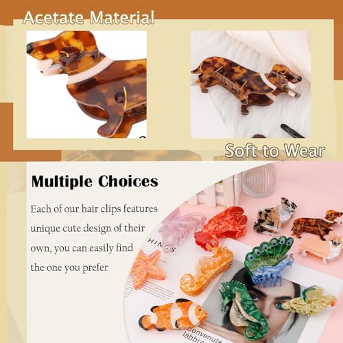 Dachshund Gifts for Women, Acetate Animal Dachshund Dog Hair Clips for Puppy Lovers, Valentines Day Gifts for Her Cute Pet Hair Accessories Stocking Stuffers for Christmas, NewYear, Birthday