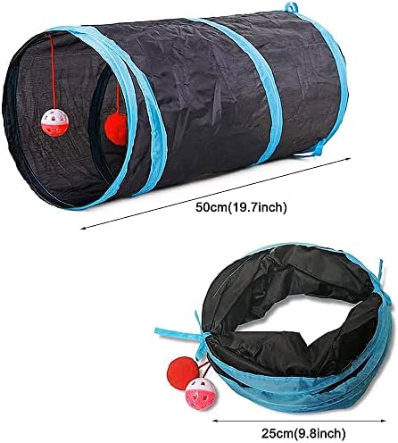 21 Pcs Cat Toys for Indoor Cats Collapsible Cat Tunnel Interactive Feather Teaser Wand Ball Toy for Kitten Cats