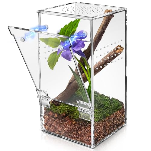 Jumping Spider Enclosure - 3x3x6 Inch Mini Tarantula Enclosure, Small Jumping Spider Accessories terrarium, Acrylic Full Transparency Child Play Tortoise Enclosure, Bug Terrarium, Spider Terrarium