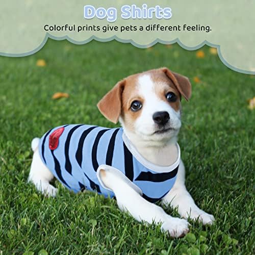 Pet Dog Striped T-Shirt Dogs Cats Cotton Vest Spring Summer Pet Apparel Tee Shirt Suitable for Small and Medium Large Pets French Bulldog Bichon