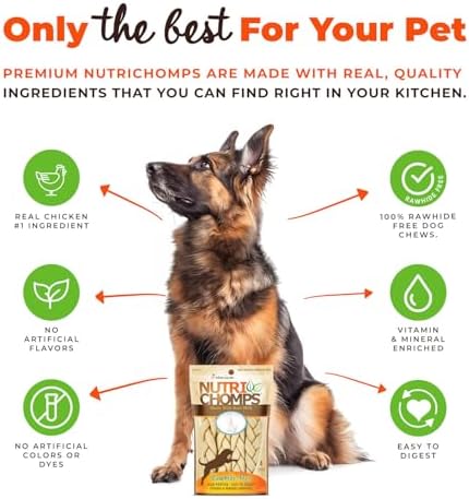 NutriChomps Dog Chews- 6-inch Braids,Easy to Digest, Rawhide-Free Dog Treats, Healthy, 4 Count, Real Chicken, Peanut Butter and Milk Flavors, Bundle of 3