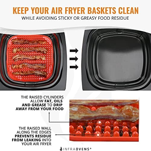 Air Fryer Rack Accessories Compatible with Ninja, Bella, Ultrean, Cosori, Secura, Insignia, Philips, Kalorik + More, Stainless Steel Extra Large XL Silicone Mat, Accessorios para Freidora de Aire