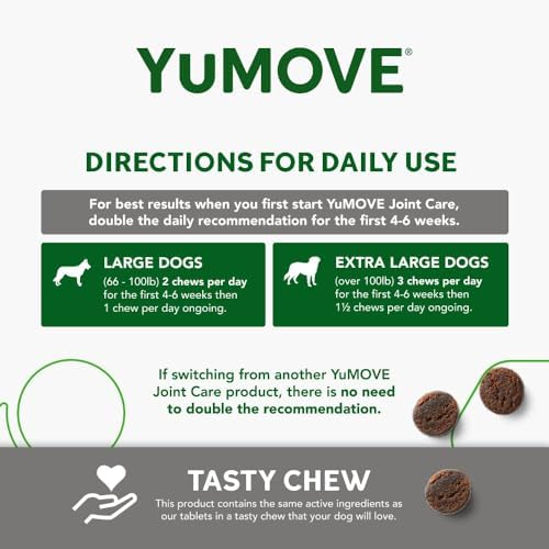 Lintbells YuMOVE Joint Supplement Dog Chews - Contains Glucosamine, Green Lipped Mussel - Natural Relief from Hip Ache, Stiff Joints - 1 Month’s Supply (Large & X-Large)