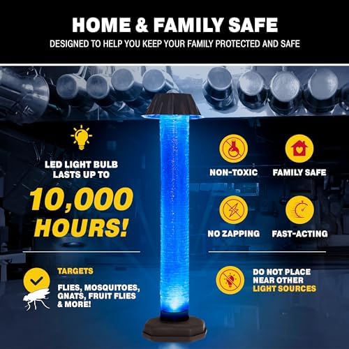 Catchmaster Glostik Flying Insect Trap 1-Pk, LED Light Glow in The Dark Sticky Fly Traps for Indoors & Outdoors, Mosquito & Bug Catcher Night Trap, Pet Safe Insect Killer, Home & Camping Pest Control
