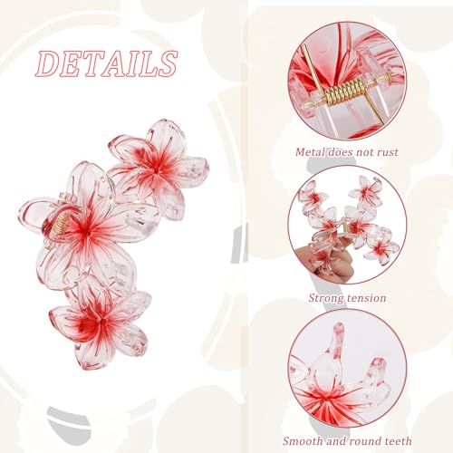 6Pcs Flower Hair Clips for Women,Non-Slip Matte Flower Hair Clips for Women,Hawaiian Hair Flower Clip Large Plumeria Hair Clip Banana Cute Clip Beach Hair Accessories (Pearlescent color)