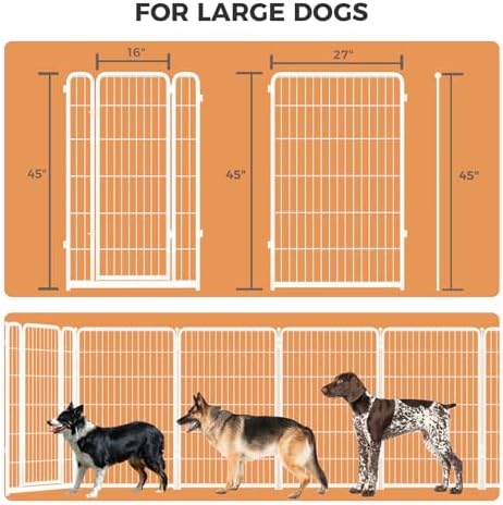 FXW Homeplus Indoor Dog Playpen - Stress-Free and Safe Play, 45 Inch 8 Panels for Puppy and Small Dogs, White│Patented