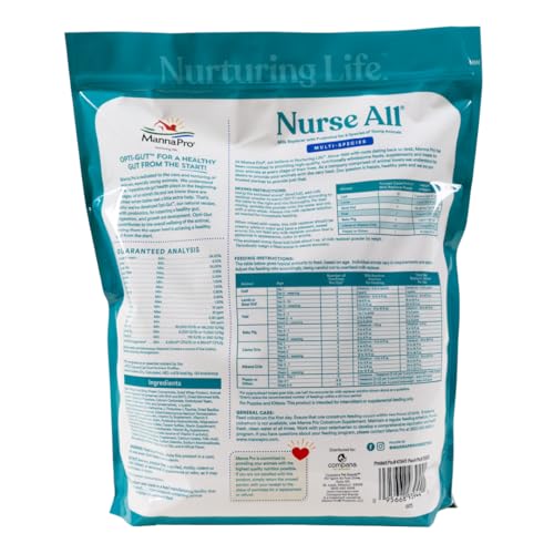 Manna Pro Nurse All Multi-Species Milk Replacer, Powered by Opti-Gut™ to Support Gut Health & Digestion, All-Milk Protein, Easy-To-Mix Formula, 8 Pounds
