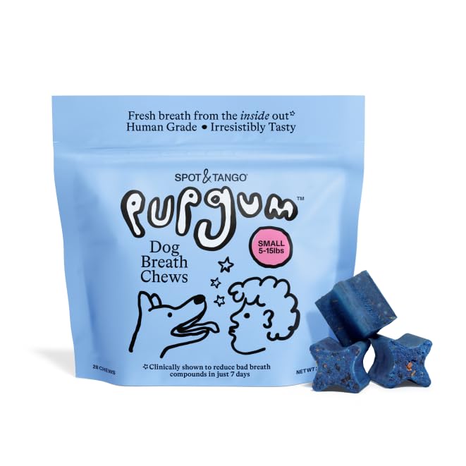 Spot & Tango PupGum Dog Dental Chews for Fresh Breath & Teeth Cleaning – Clinically Proven Plaque & Tartar Control – Human-Grade, Vet-Developed Daily Dental Care Treats for Dogs 5-15lbs – Made in USA