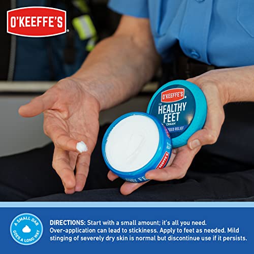 O'Keeffe's for Healthy Feet Foot Cream, Guaranteed Relief for Extremely Dry, Cracked Feet, Instantly Boosts Moisture Levels, 3.2 Ounce Jar, (Pack of 2)