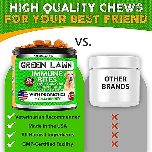 FURALAND Grass Burn Spot Chews for Dogs - Dog Pee Lawn Spot Saver Caused by Dog Urine - Grass Treatment Rocks - DL-Methionine + Digestive Enzymes - Dog Urine Neutralizer for Lawn - Soft Treats