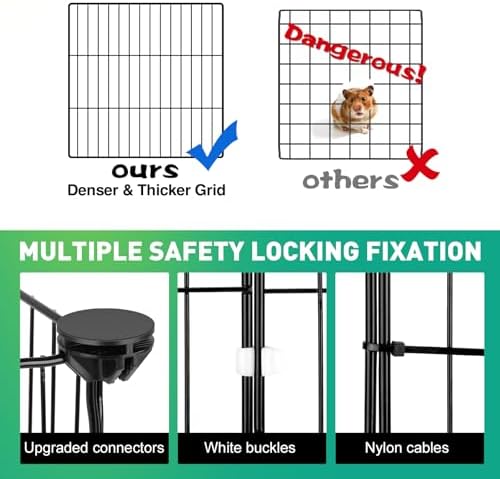 22 Panels Pet Playpen, Small Animal Playpen with Doors and Top, C&C Cage for Guinea Pigs, Rabbit, Bunny, Hedgehogs, Chinchillas, Rabbit Play Pen Indoor Outdoor, Metal Wire Yard Fence