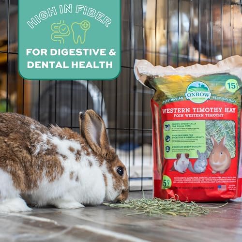 Oxbow Animal Health Western Timothy Hay - All Natural Hay for Rabbits, Guinea Pigs, Chinchillas, Hamsters & Gerbils- Made in the USA- Fiber Rich- Veterinarian Recommended - 25 lb. Bulk Size