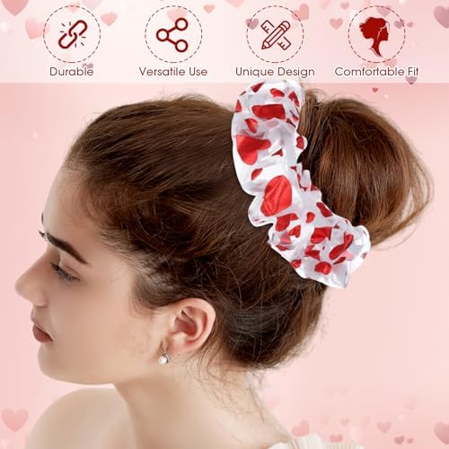 Lyrow 24 Sets Valentine's Day Scrunchies Ballerina Valentines Cards with Hair Accessories Red Gilding Headband Gymnastics Hair Ties Ballet Dancer Exchange Gifts for Girls Party Favors