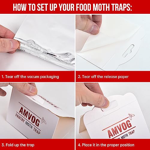 AMVOG Pantry Moth Glue Trap, Non-Toxic and Harmless, Easily Ensures Food Safety โ Suitable for Home, Business, and Agricultural Settings, 16 Traps