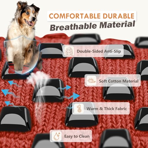AIEDOULER Anti Slip Dog Socks to Prevent Licking Paws, Dog Shoes for Hot/Cold Pavement, Dog Boots on Hardwood Floors, Traction Control Dog Booties & Paw Protectors for Small Medium Large Senior Dogs