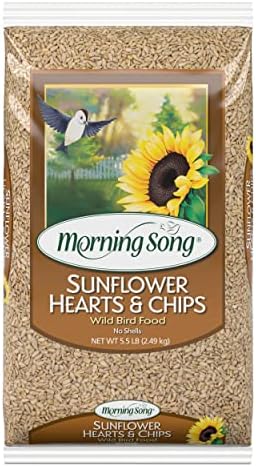 Morning Song Sunflower Hearts & Chips Wild Bird Food, No Mess Sunflower Seeds for Birds, 5.5-Pound Bag