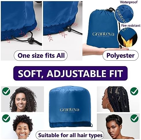 Hair Dryer Bonnet w/A Headband Integrated That Reduces Heat Around Ears & Neck - Blow Dryer Attachment for Hair Dryer, Speeds Up Drying Time