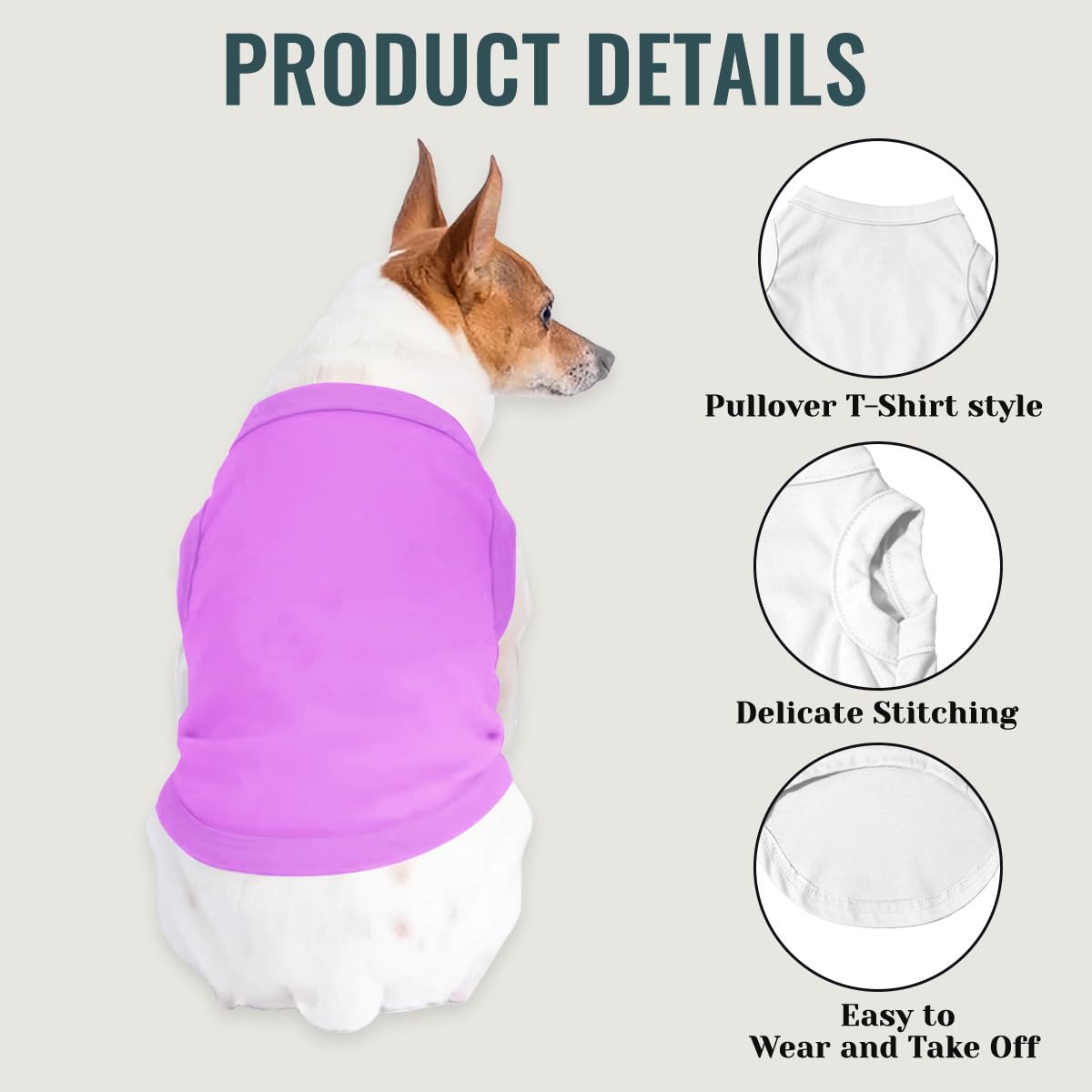 Custom Dog Clothes Shirts for Small Large Dogs Breathable Pet Shirt Customized Image Text Sleeveless Tank Tops for Puppy Cats Customize Pets Apparel Gifts, Light-Purple, 5XL