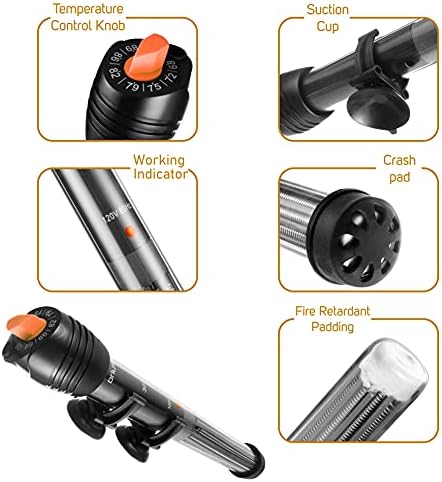 Orlushy Submersible Aquarium Heater,300W Adjustable Fish Tahk Heater with 2 Suction Cups Free Thermometer Suitable for Marine Saltwater and Freshwater