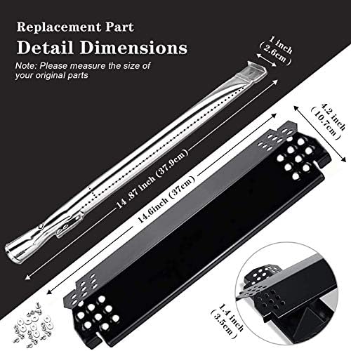 Uniflasy Grill Replacement Parts for Nexgrill 4 Burner 720-0830H 720-0783E 720-0830D 720-0888N 720-0888 Cuisinart CGG-7400 Repair Part Kit Grill Burner Tube Heat Plates Shield Tent Flame Tamer Igniter