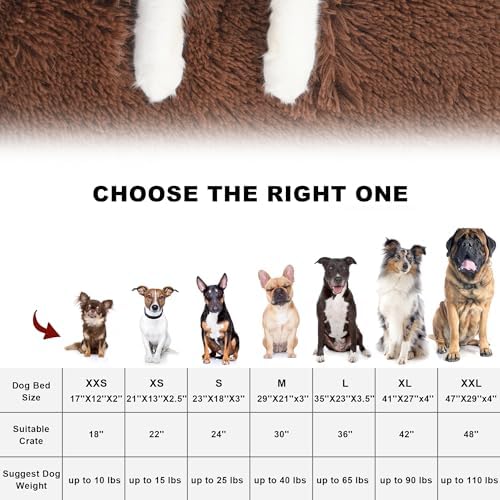 Bedfolks Waterproof Dog Crate Bed,Plush Dog Crate Pad with Removable Cover,Faux Fur Dog Bed for Medium Dogs,Fluffy Washable Dog Kennel Bed 29"x21",Solid Brown