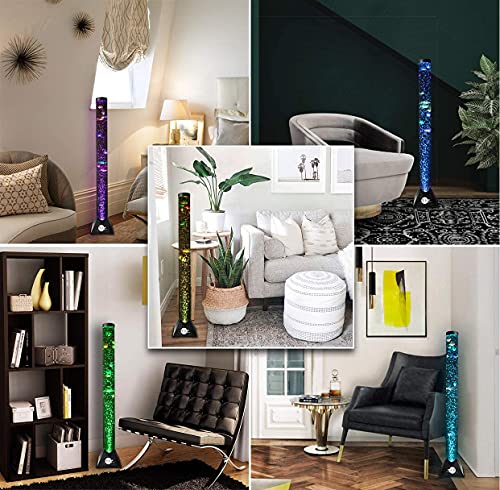 Brewish 4FT Sensory LED Water Bubble Fish Tube Floor Lamp with 20 Color Changing Light Effectsβ Fake Aquarium Tank Night Light and Gift for Kids, Autism, Men & Women - Remote Control & 12 Fishes