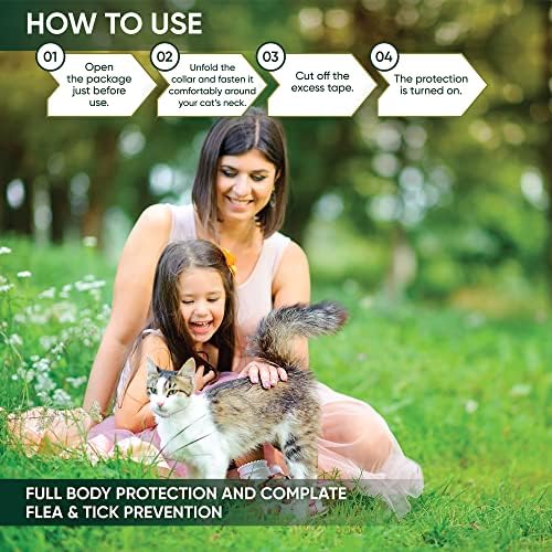 Flea Collar for Cats: 4 Pack Adjustable Kitten Flea Collar - 8-Month Protection, Waterproof, Gray