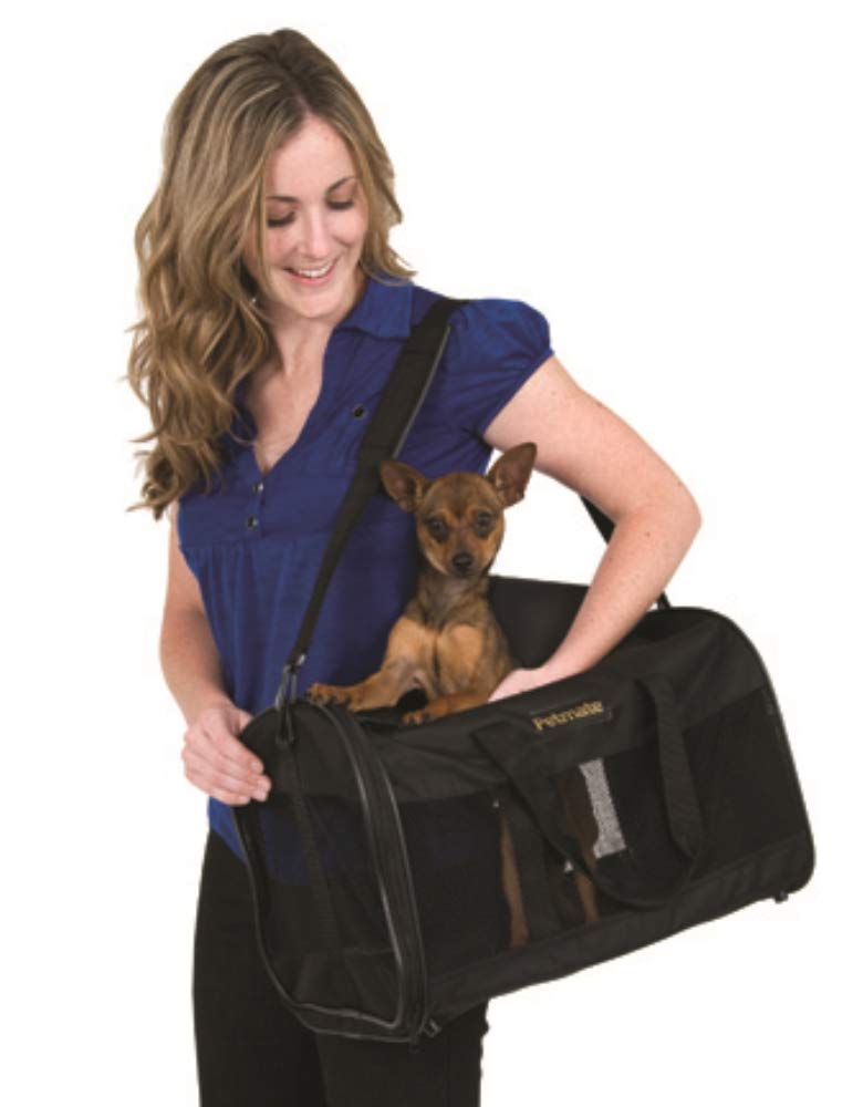 Petmate Soft-Sided Kennel Cab Pet Carrier,Black,Up to 10lbs, 17 X 10 X 10 (21329)