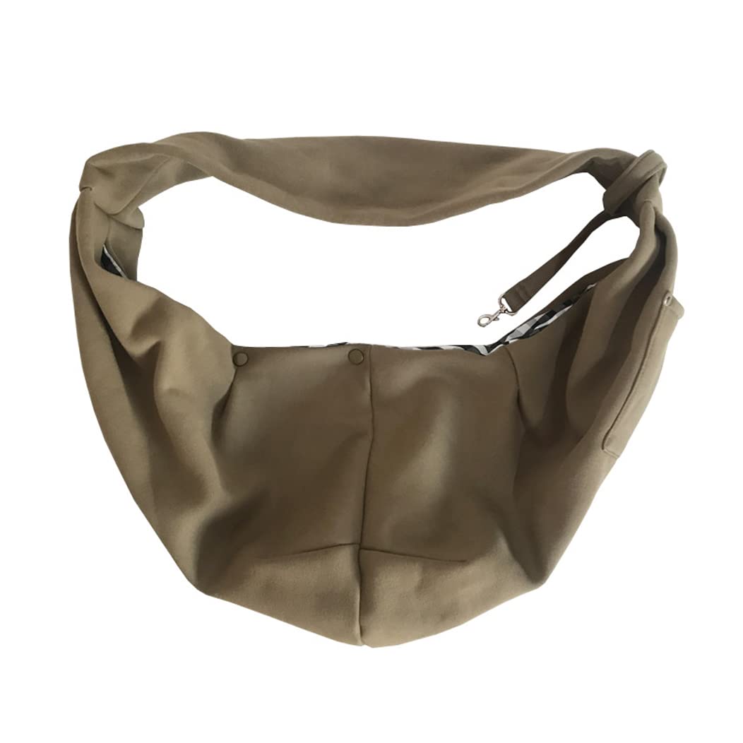 Leconpet Dog Sling Carrier Shoulder Bag for Pets with Mobile Phone Pocket Safety Buckle Security Lock, Suitable for Puppy, Small Dogs, and Cats for Outdoor Travel (Khaki)