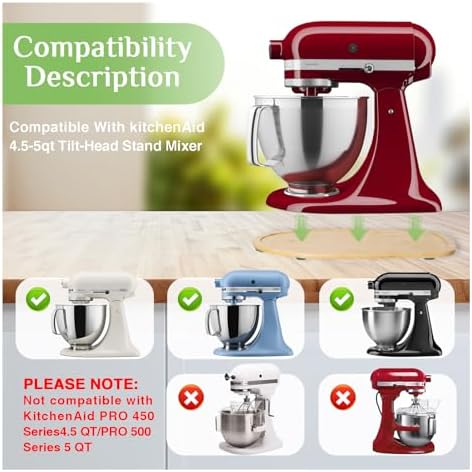 Bamboo Mixer Slider Mat for KitchenAid 4.5-5 Qt Tilt Head Stand Mixer, Kitchen Appliance Sliding Tray Mixer Mover Slider Board for Kitchen Aid 4.5-5 Qt Kitchen Countertop Storage Accessories