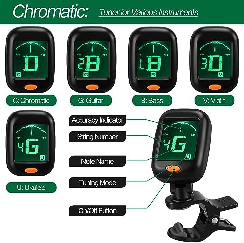 Guitar Capo Guitar Tuner Set, 2 Set Guitar Accessories, Including Guitar Capo Guitar Tuner Guitar Picks and Guitar Pick Holder, for Guitar Players and Guitar Beginners (2 Set)