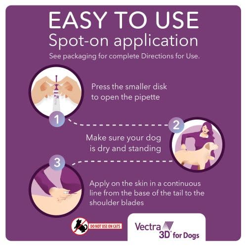 Vectra 3D for Dogs Flea, Tick & Mosquito Treatment & Prevention for Medium Dogs (21 – 55 lbs) , 6 month supply