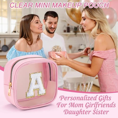 YOOLIFE Initial Makeup Bag Travel Toiletry Bag, Clear Makeup Bag Car Accessories For Women Clear Makeup Bags With Zipper Girlfriend Teacher 13 Year Old Girl Gifts Daughter Girl Gifts Mini Black Q